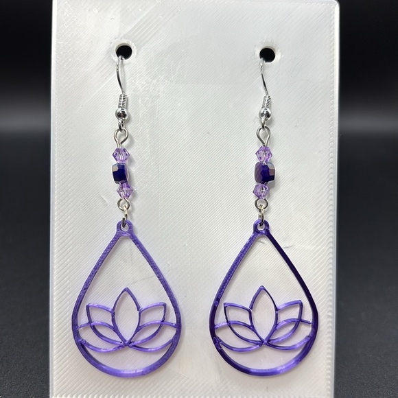Lotus Teardrop Earrings - Picture 6 of 6
